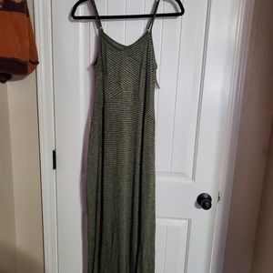 Army green striped maxi dress size M